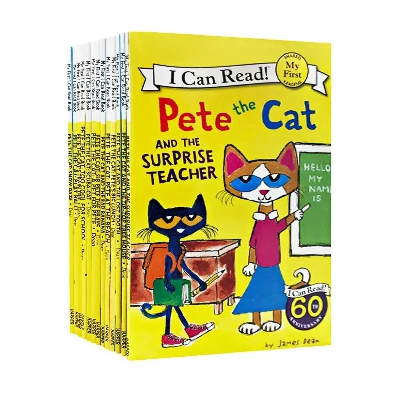 Ensemble de 19 livres de nettoyage pour enfant, je peux lire Pete le chat, nettoyage d'images, histoires célèbres, contes anglais