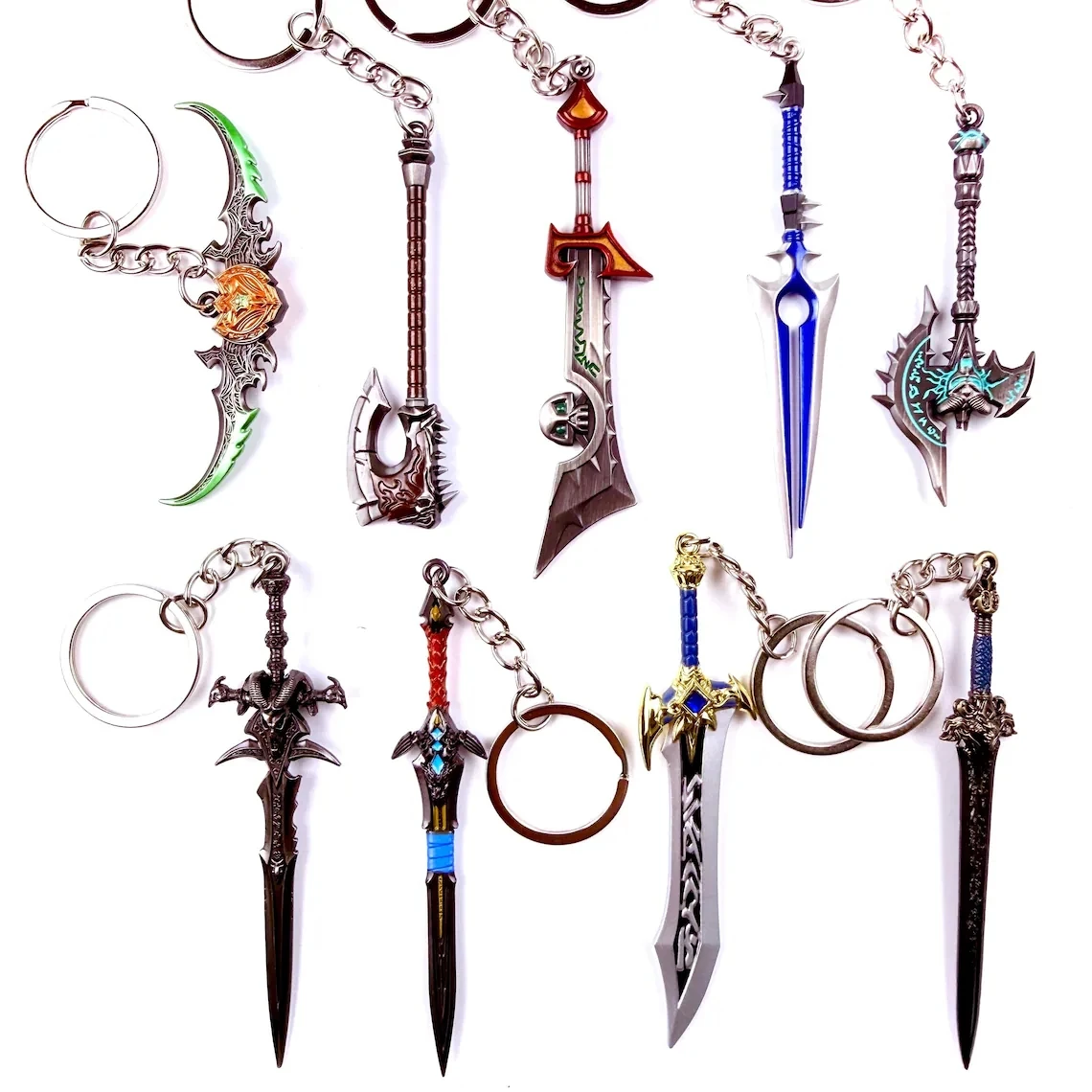 Llaveros de Anime Frostmourne Kuiersaila Ashbringer Xue Hou |   Mini Colgante de Metal con Cabeza de Oveja y León, Modelo Espada del Rey Lich Llane