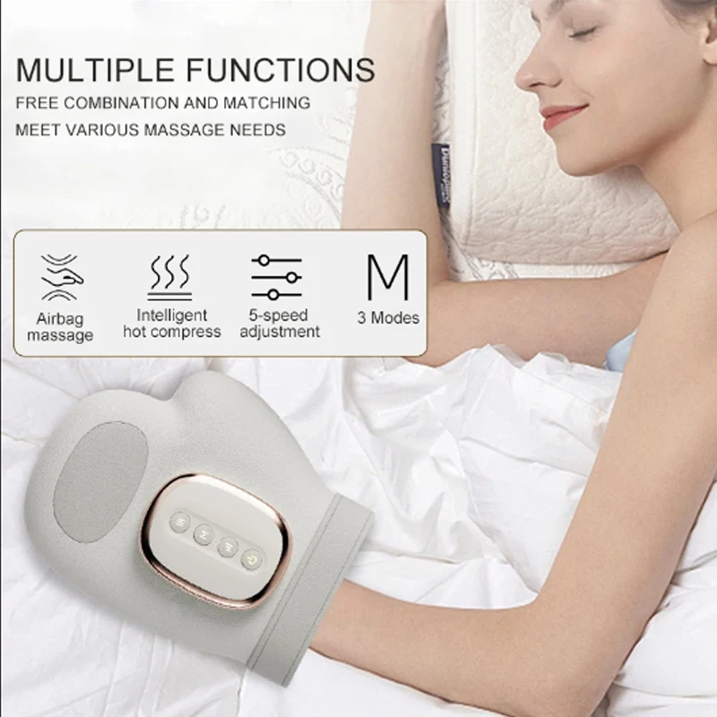 

Hand Massager with Heat Compression Carpal Tunnel Wrist Finger Massagers Kneading Rollers Electric Portable Vibrating Gloves