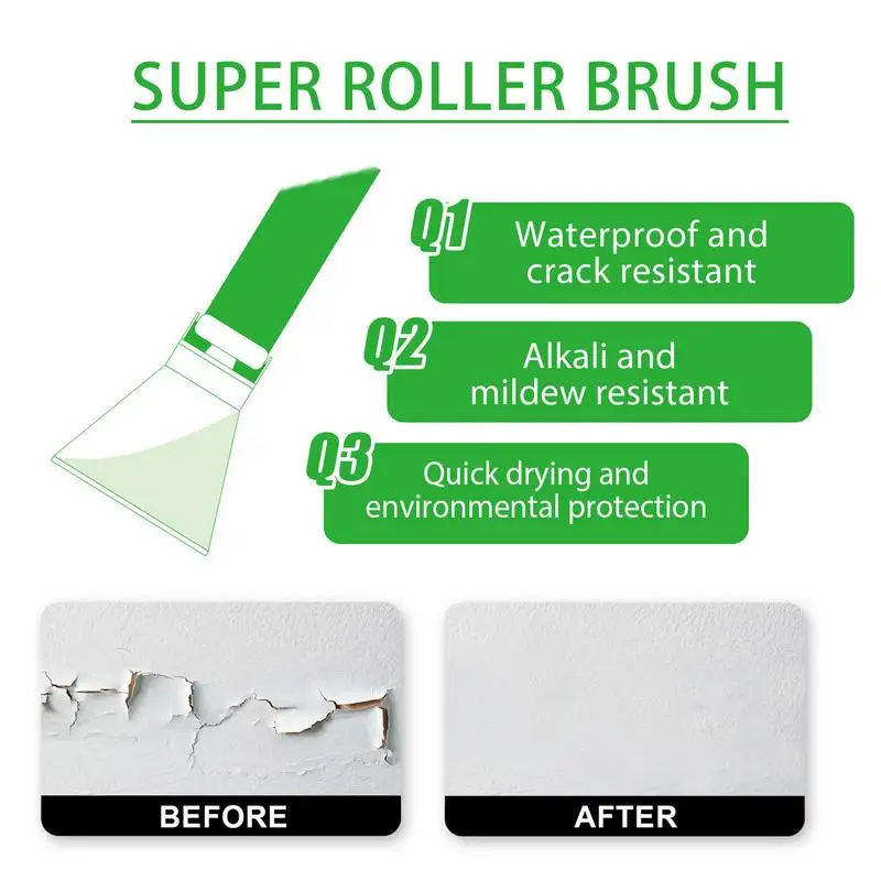 Impermeável parede Spackle Roller Brush, adequado para reparação de patching, parede rachada, fácil de usar, sala de estar, quarto, 100g