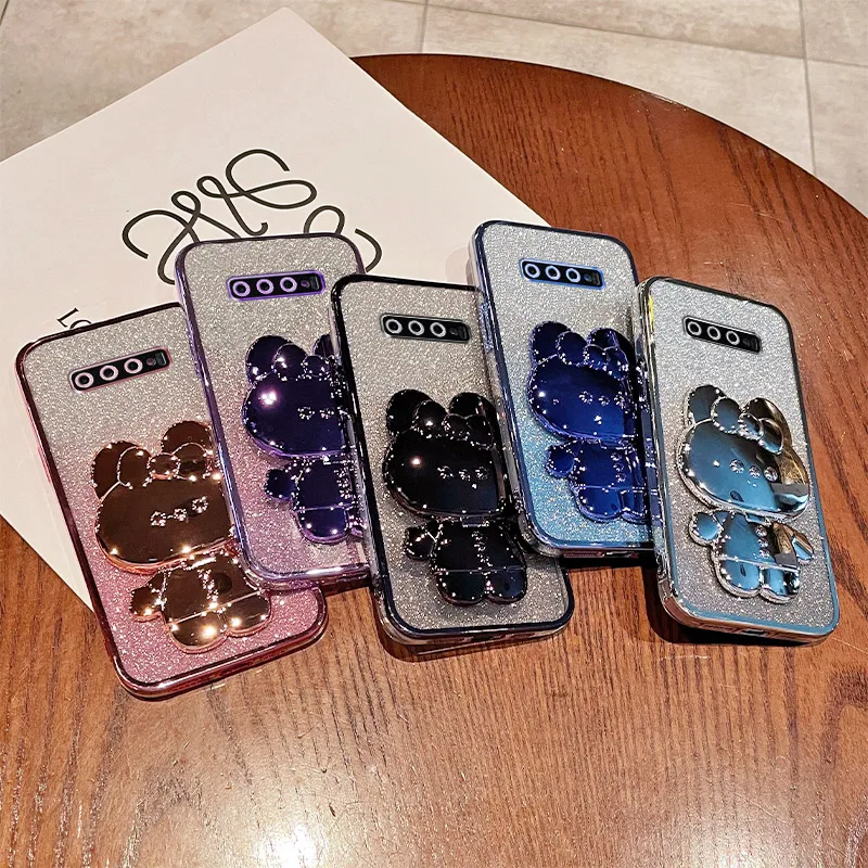 S10 Plus Case For Samsung Galaxy S10 Plus Luxury Gradient Glitter Makeup Mirror Rabbit Folding Stand Back Cover Samsung S10 Plus