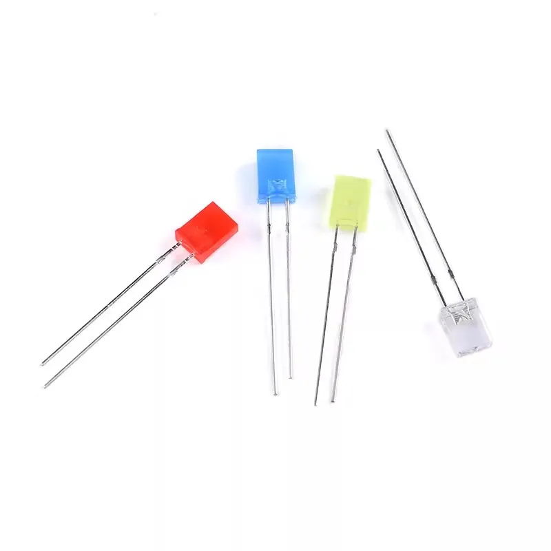 100PCS 2 × 5 × 7 Quadrado LED Emitting Diode Lâmpada Branco Vermelho Verde Azul Amarelo Difuso Cor Retangular DIY Indicador 257 2*5*7MM