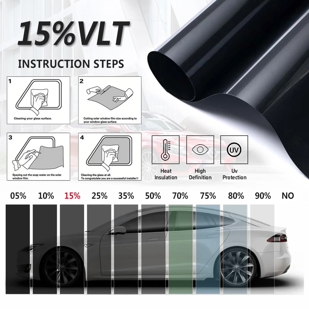 VLT15% Width 50cm HIR100% Heat Resistant Privacy Protection Nano Ceramic Window Solar Film Tint Film For Car