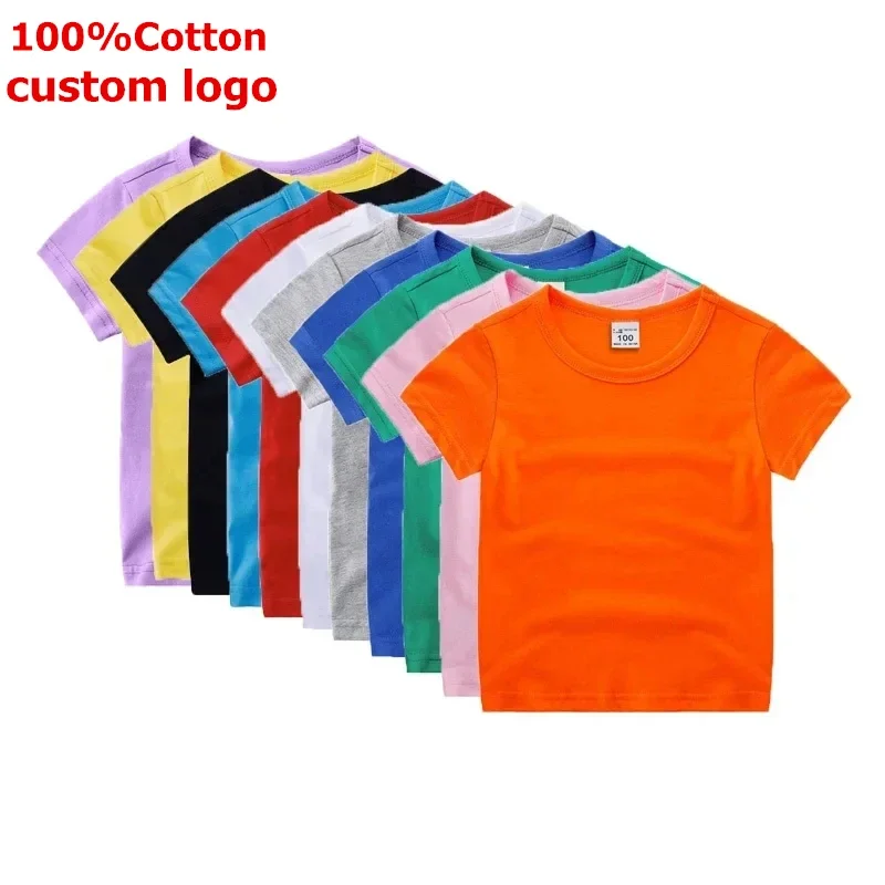 Kids Plain T Shirt Tops for Child Boys Girls Baby Toddler Solid Blank Cotton Clothes White Black Children Summer Tees 1-10 Years