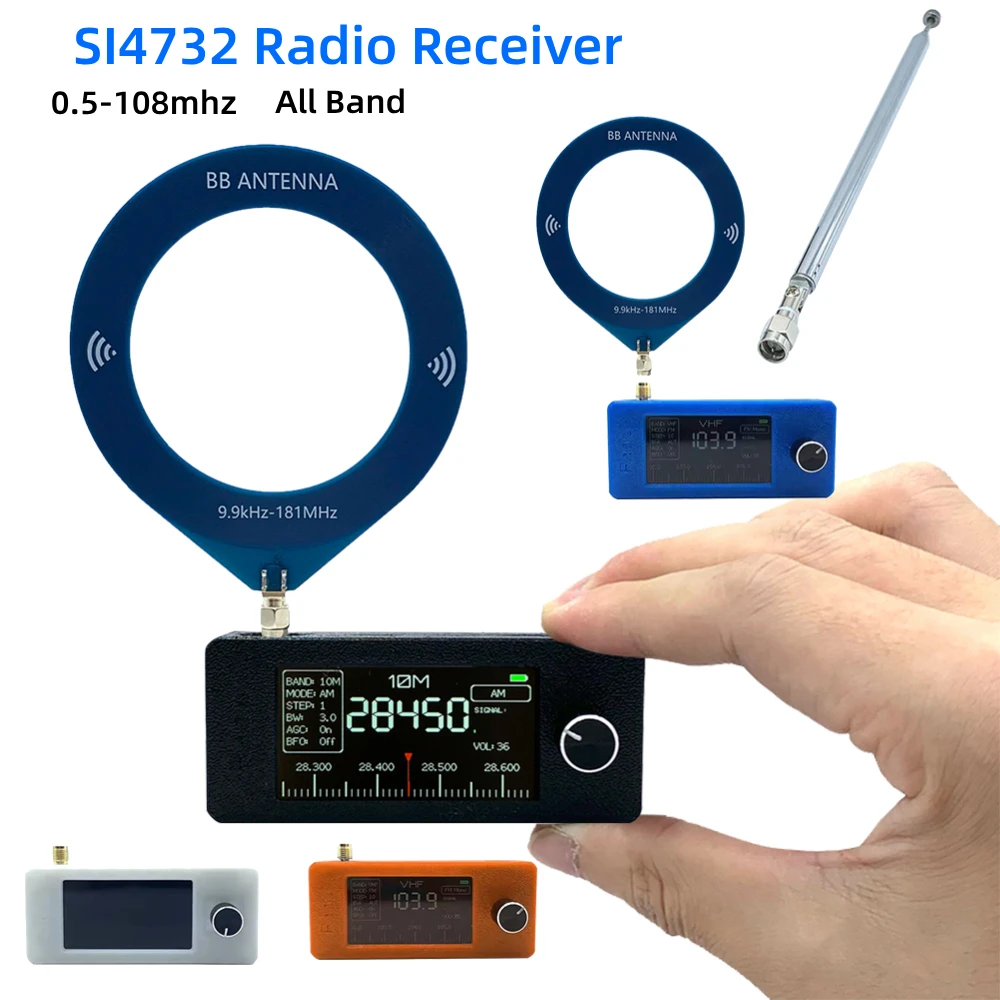 

SI4732 0.5-108mhz Pocket Mini Radio 1.9inch IPS Screen All Band Radio Receiver with Antenna HF SW MW VHF LSB USB AM FM Radio