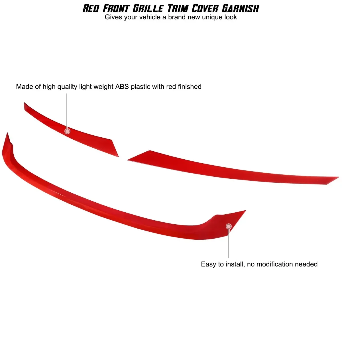 Grille Cover Trim 3PC Fits 2016-2021 Honda Civic FK8 JDM Red Front Garnish - view 4