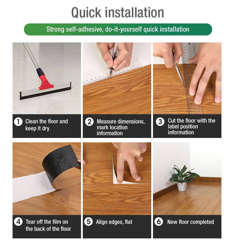 10pc Self-adhesive Wood Grain Floor Wall Sticker Modern Style PVC Living Room Toilet Kitchen Home Floor Decor Waterproof Sticker