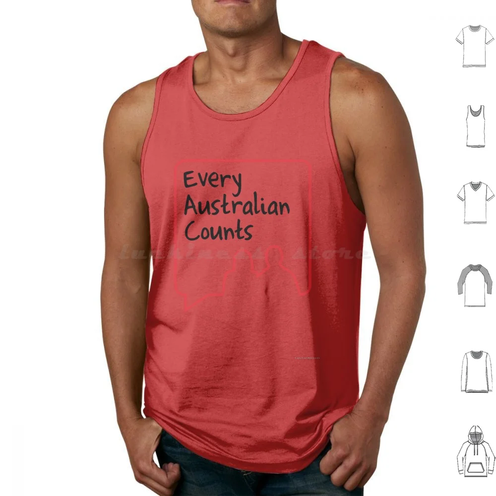 Every Australian Counts Red & Black Square Logo Tank Tops Vest Sleeveless Ndis Eac