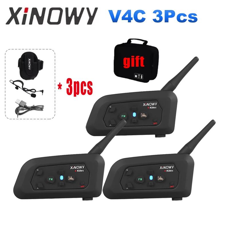 

XiNOWy 3 шт. V4C 1200M система связи рефери домофон полный дуплекс 3-сторонний футбольный тренер Судьба наушники с крючком водонепроницаемые