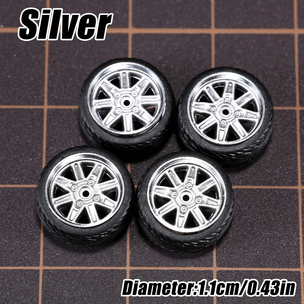 1/64 Modellauto-Räder 4er-Set - 11mm Durchmesser ABS-Gummireifen mit Bremsscheibe - Upgrade-Teile für Tomica Diecast-Fahrzeuge – Detail 25