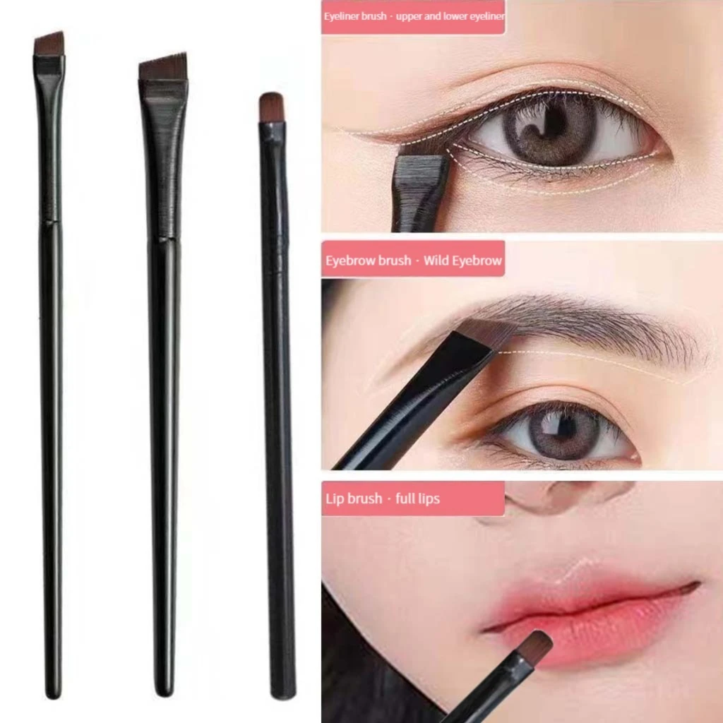 Super Soft Fiber Eyeliner Brush, Sobrancelha Contorno, Aderência Confortável, Aplicação Maquiagem Natural, 3Pcs