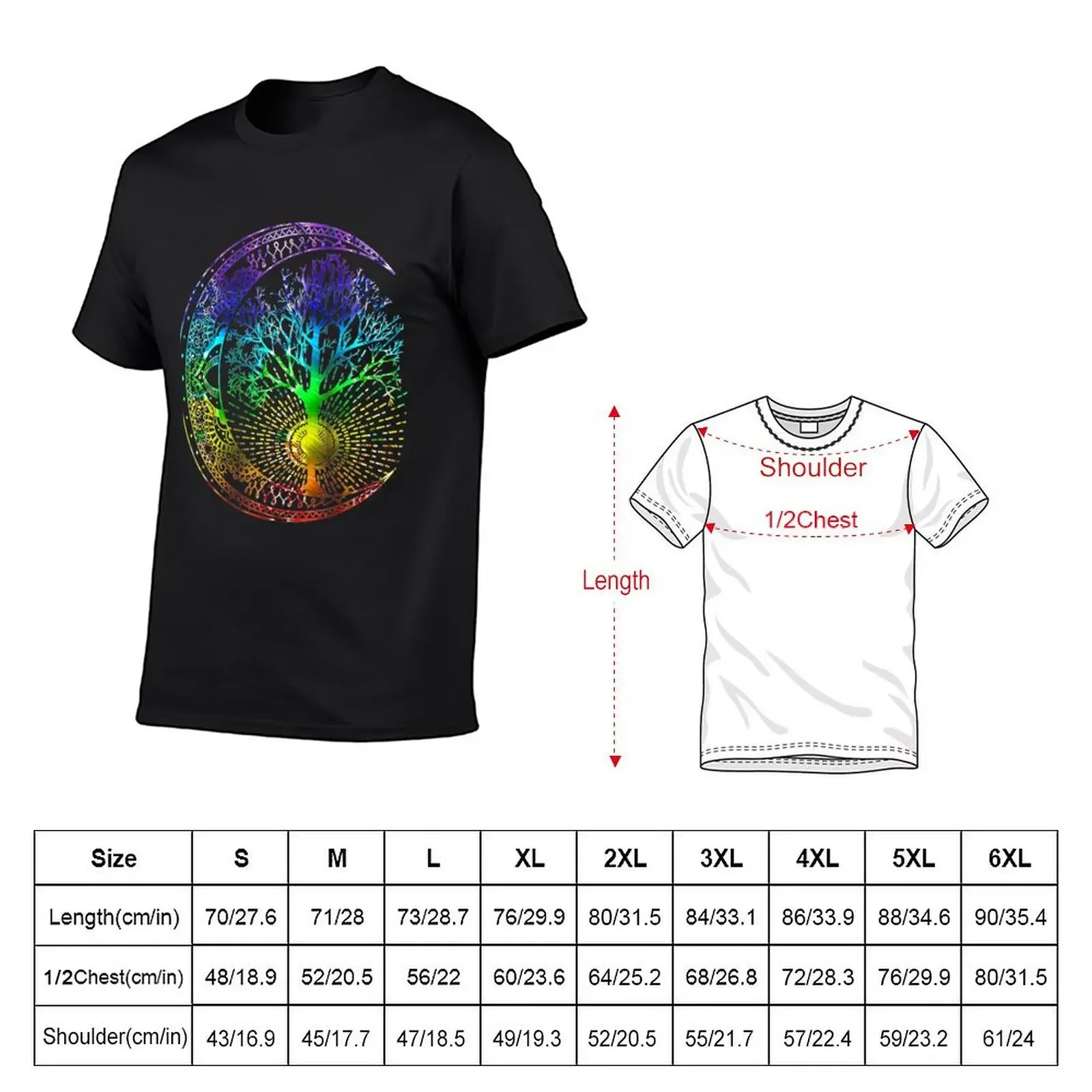 Mandala Moon Chakra Tree of Life T-Shirt summer tops vintage graphic tee clothing for men