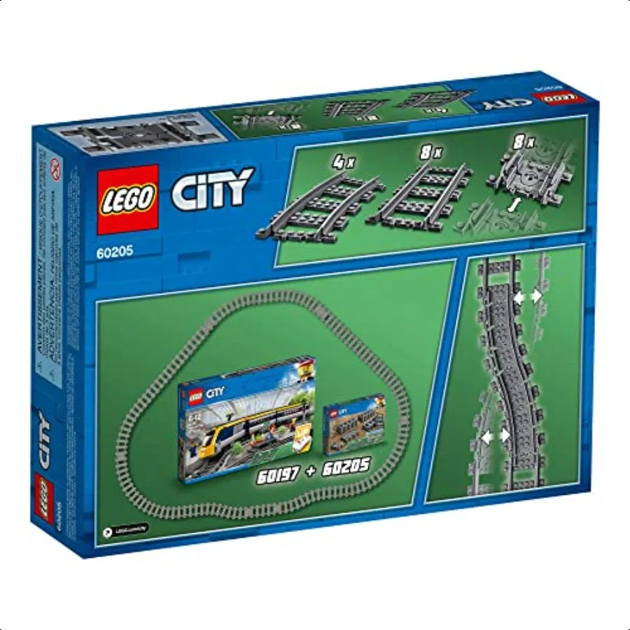 Set di espansione per binari del treno City Track aggiuntivo 20 pezzi compatibili con i nostri set 8 diritti 4 curvi 8 binari flessibili 60205