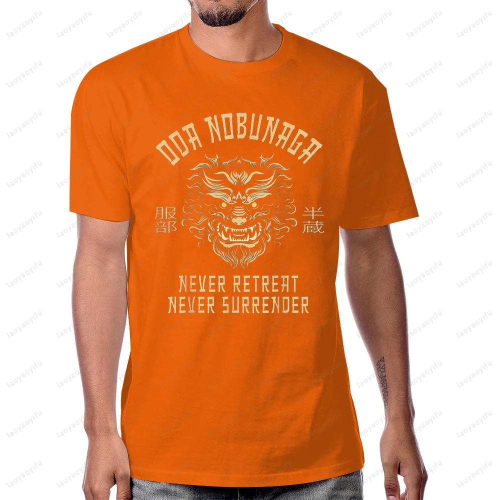 اليابان شوغون هاتوري هانزو لا تراجع أبدًا لا أستسلام أبدًا تي شيرت عادية موضة فضفاضة Harajuku رجل التي شيرت قصيرة الأكمام المرأة المحملة #4