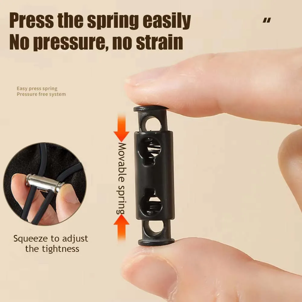 10PC Metal Double Hole Head Spring Buckle Cord Lock Elastic Adjustment Buckles Tightening Fasteners Locks Sewing DIY Accessories