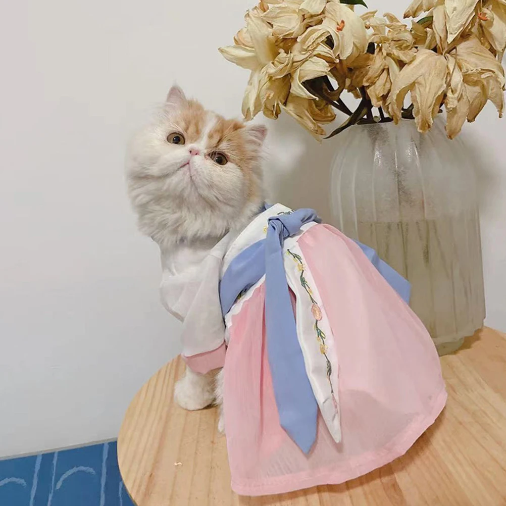 

1Set Pet Costume Dog Chinese Skirt Elegant Design Snug Fit for Relaxation Walk Fashionable Cat Clothes Traditional Appearance