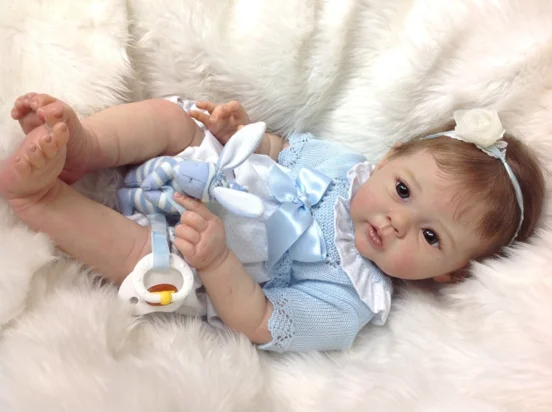 NPK 20inch Already Painted Finished Reborn Doll Raven Lifelike Soft Touch Baby Girl Doll 3D Skin Visible Veins with Root Hair