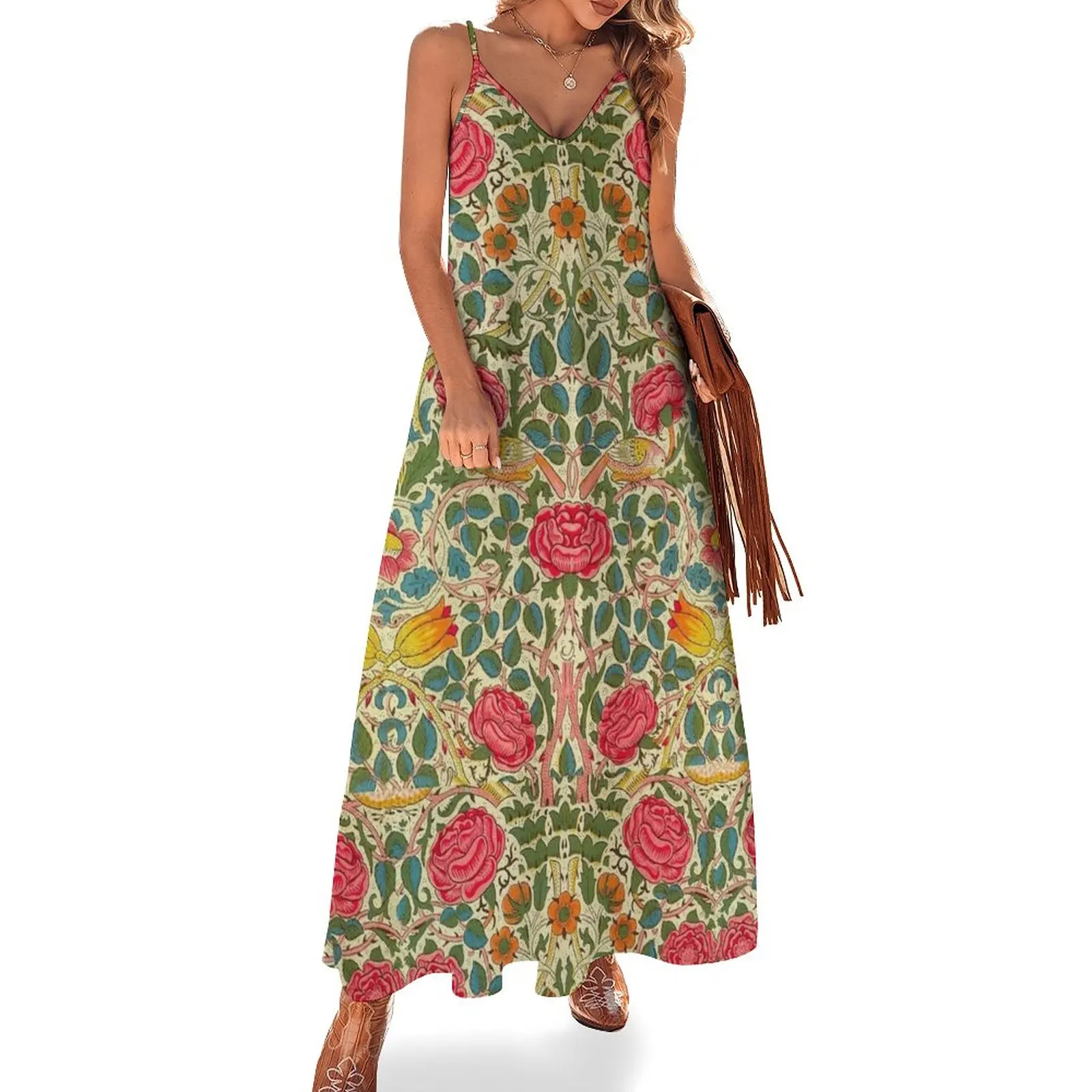 Rose Chintz William Morris Vintage Pattern Sleeveless Dress dress summer women's dress 2024