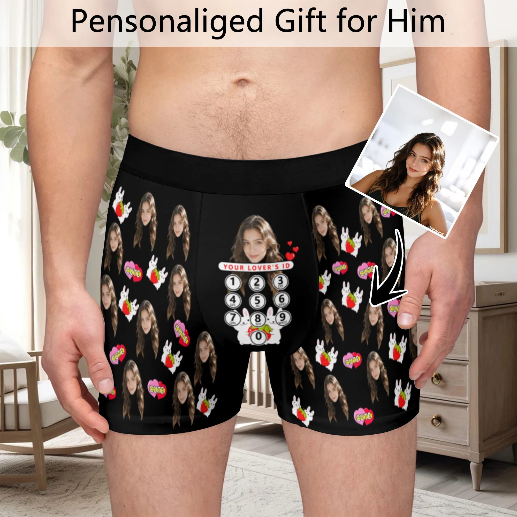 Personalized facial photo DIY customization flat underwear customization men's Valentine's Day gift for husband gift for father