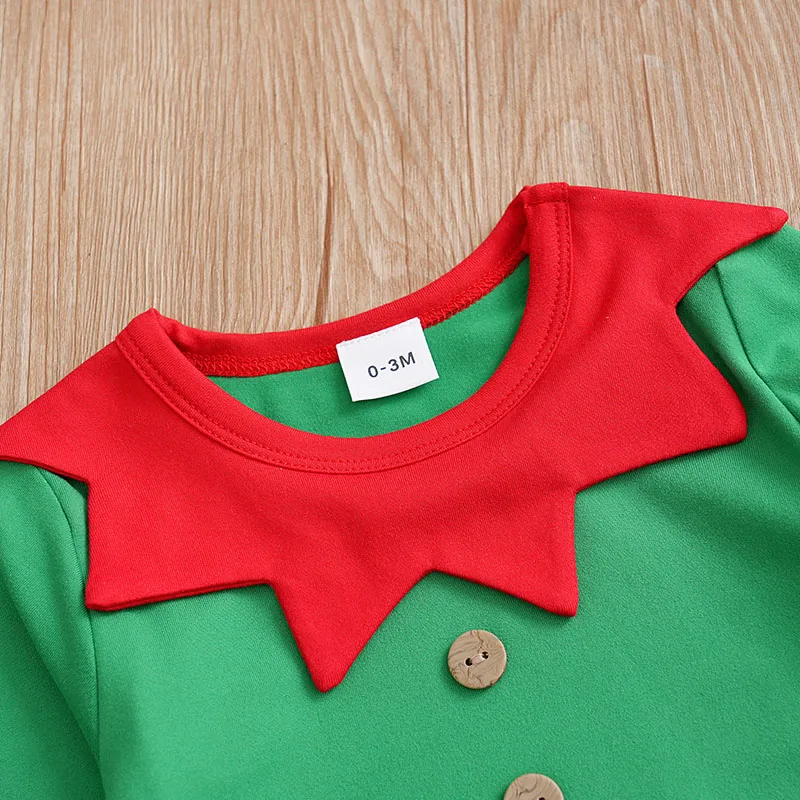 Christmas Cute Elf Dress Up Newborn Clothes Comfortable And Soft 0-18 Boys And Girls Spring And Autumn Long Sleeve Baby Jumpsuit