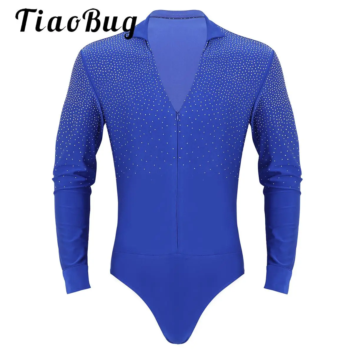 

Mens One Piece Dance Leotard Shirt Bodysuit Top for Rhythmic Gymnastics Figure Skating Ballroom Latin Jazz Chacha Dance Practice