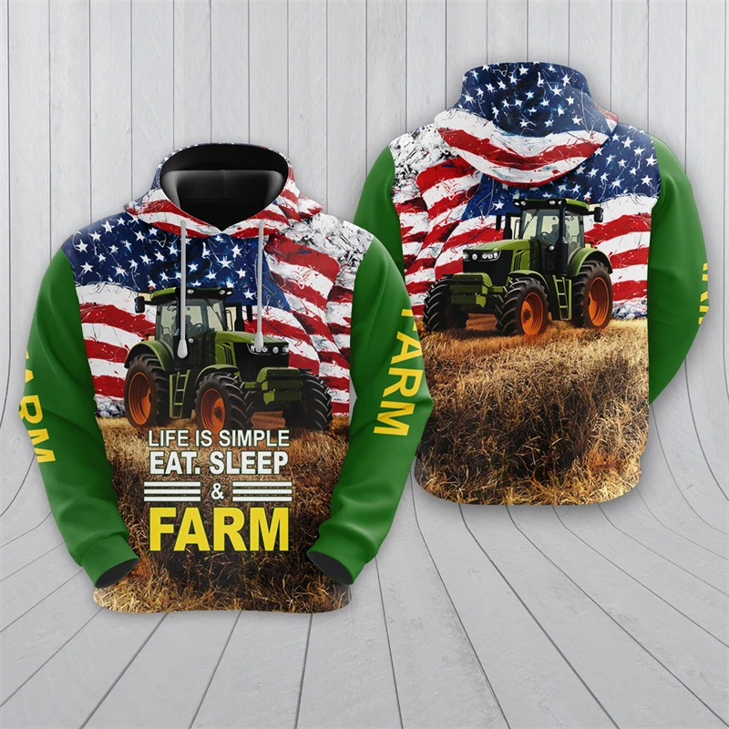 Farmer Tractor Graphic Sweatshirts Farm Country Lifestyle 3D Print Hoodies For Men Clothes Casual Women Pullovers Boy Tracksuit