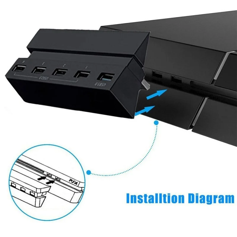 5 منافذ USB لـ PS4، USB 3.0 موصل توسيع محول عالي السرعة مناسب لوحدة تحكم ألعاب PS4 (ليست لـ PS4 Slim/Pro)