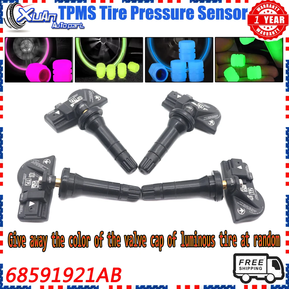 

68591921AB Car Tire Pressure Monitor Sensor luminous cap For Dodge Ram 3500 2024-2025 For Jeep Grand Cherokee 2023-2025 433MHz