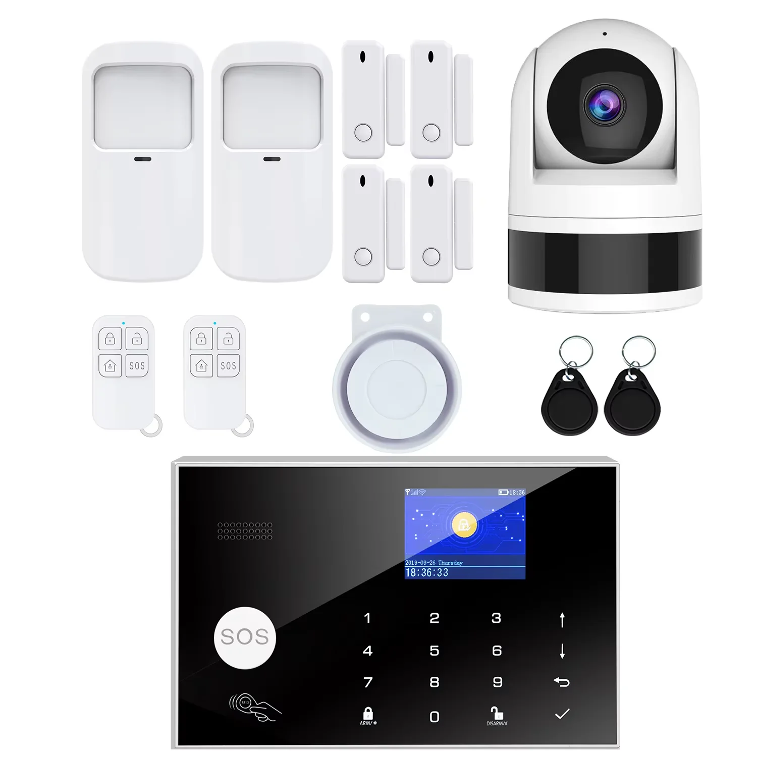 Image of Tugard Home Security Alarm Kit, WiFi GSM, Diebstahlschutzsystem mit Tür- und Fenstersensor, unterstützt Tuya App, Alexa Sprachsteuerung