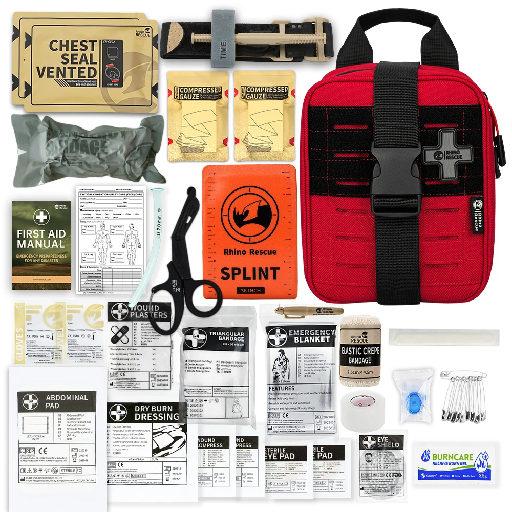 RHINO RESCUE IFAK,First Aid Kit,Bandage,Chitosan Hemostatic Granules, Chest Seal,Trauma Kit