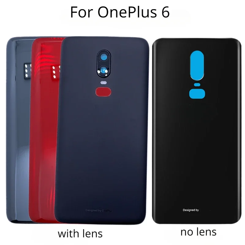 New Back Glass For OnePlus 6 1+ 6 A6000 A6003 Back Battery Cover Rear Door Housing Case With Camera lens+Adhesive Replace