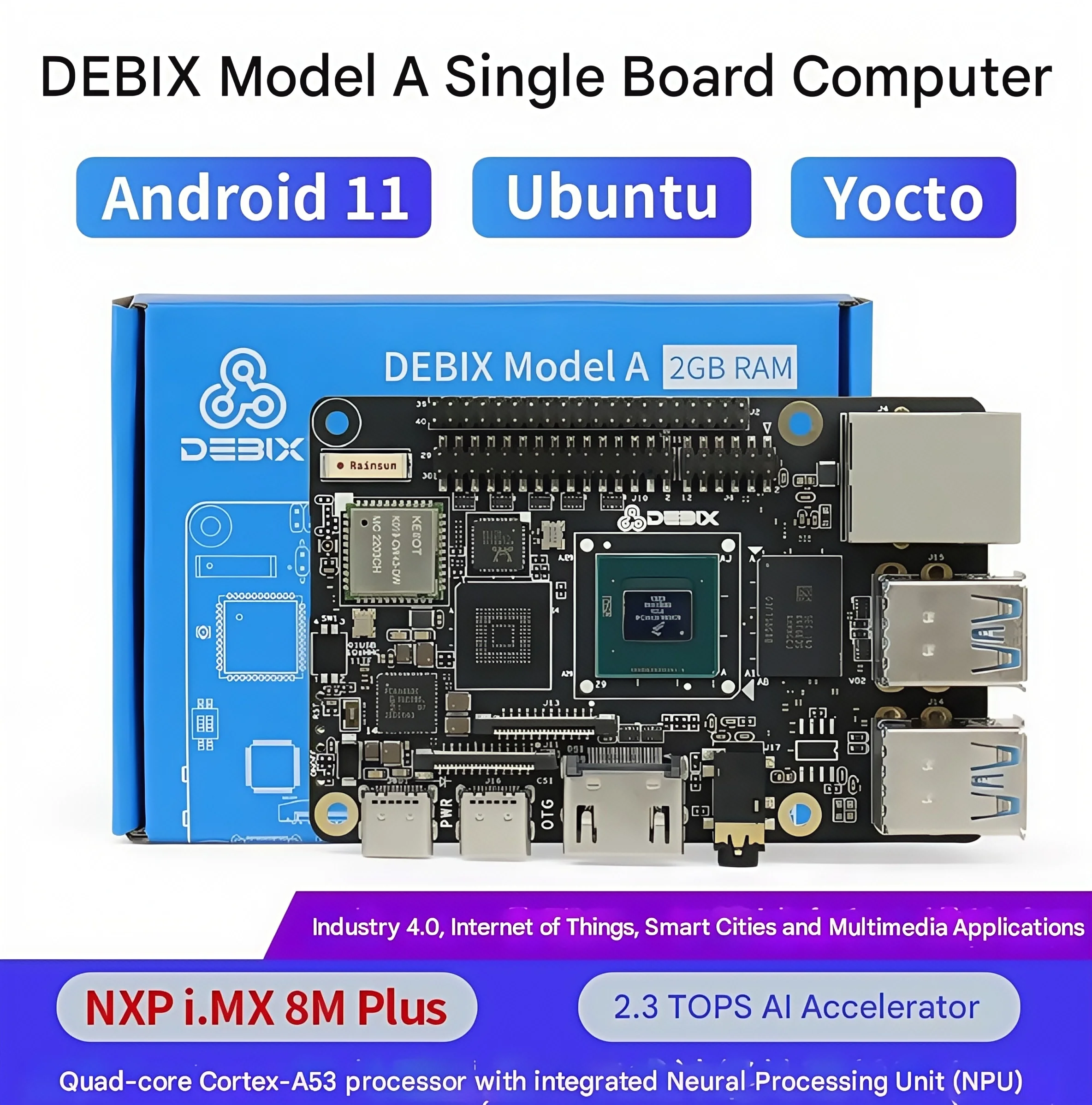 DEBIX Model لوحة تطوير رباعية النواة للكمبيوتر أحادية اللوحة متوافقة مع Raspberry Pi