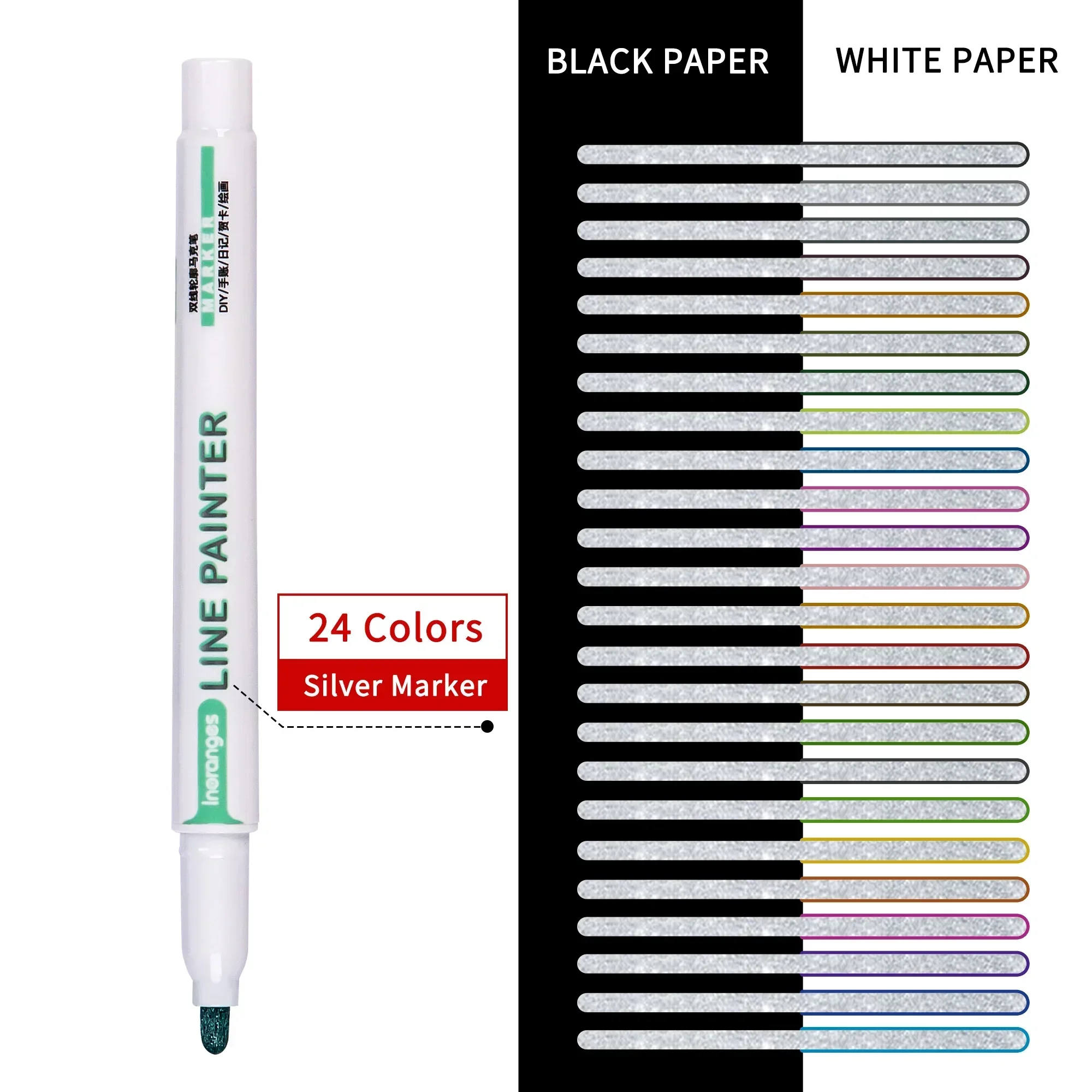 24 Color Double Line Outline Art Pen Paint Marker Pen DIY Graffiti Outline Marker Pen Highlighter Drawing Painting Doodling