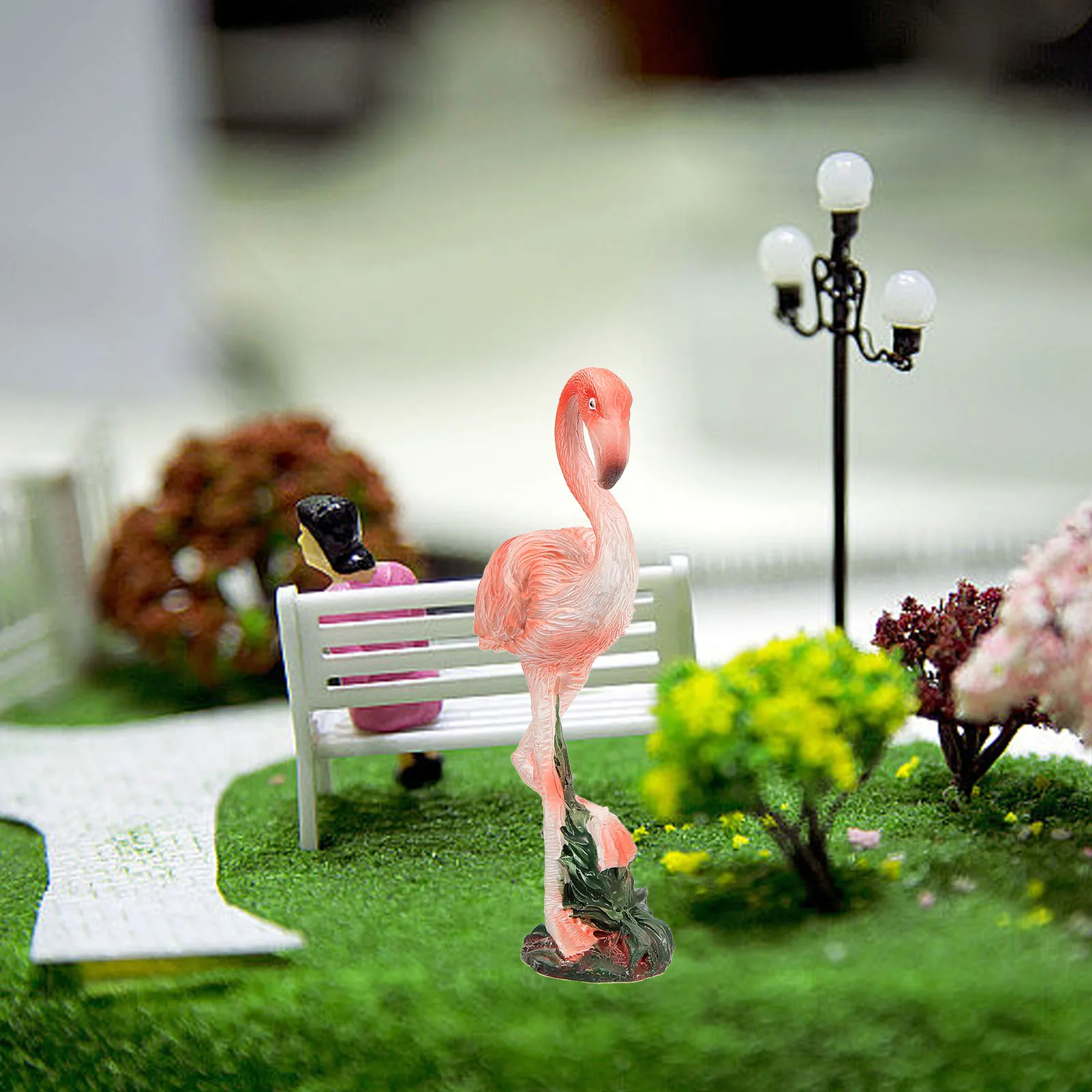 

2 Pcs Flamingo Ornament Garden Statue Table Decorations Potted Plant Room Cartoon Mini Figurine Resin for Home
