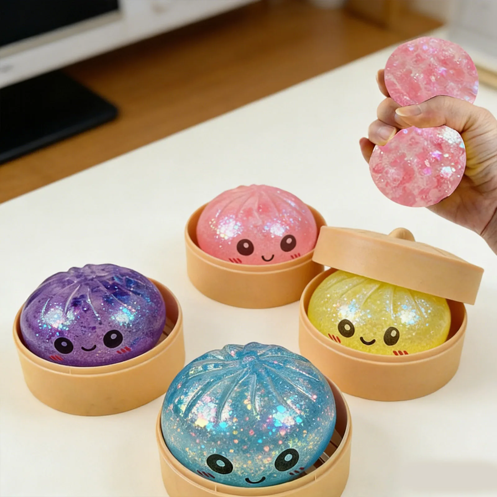 

Colorful Dumpling Push Bubble Stress Relief Toy with Steamer Cute Soft Decompression Dough for Anxiety Relief Adult Prospector