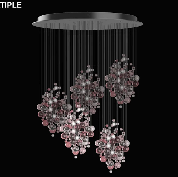 تصميم جديد الديكور الداخلي ردهة الفندق مشروع مخصص Led الثريا الحديثة الزجاج عاكس الضوء 80 زجاج كبير قلادة ضوء 100