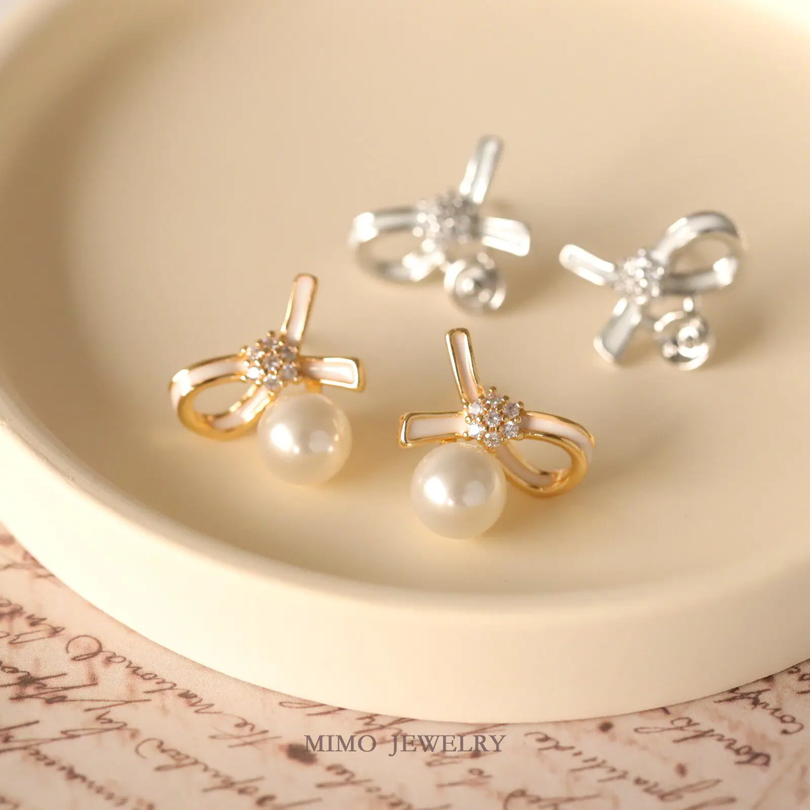 Copper Gold Plated Oil Drop Cross Ribbon Bow Empty Holder Stud Earrings DIY Handmade Accessories