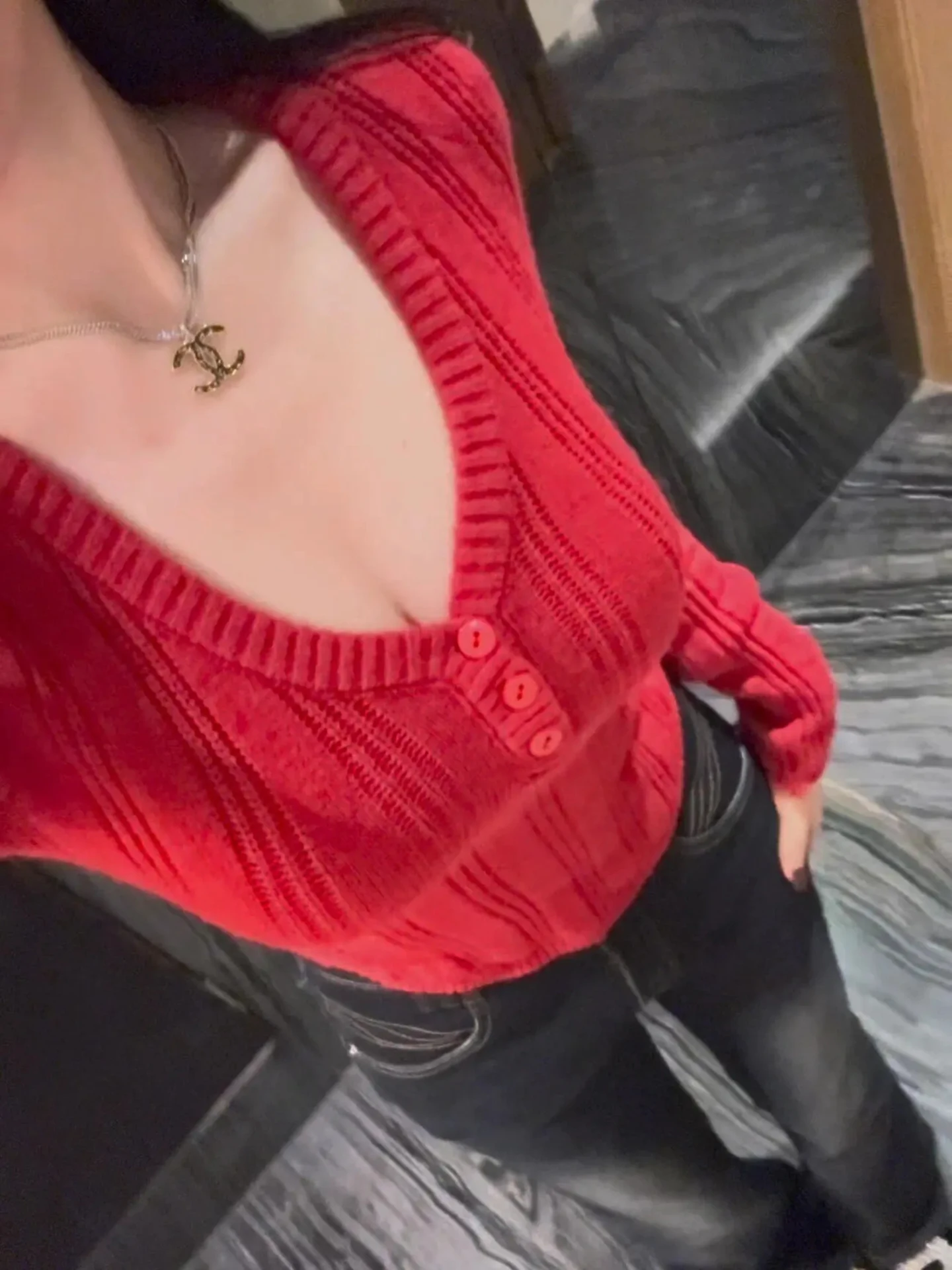 

Красный вязаный свитер, женский облегающий свитер с эластичной резинкой на талии, зимний новогодний модный топ, теплый V-Ne Long Sve Base irt