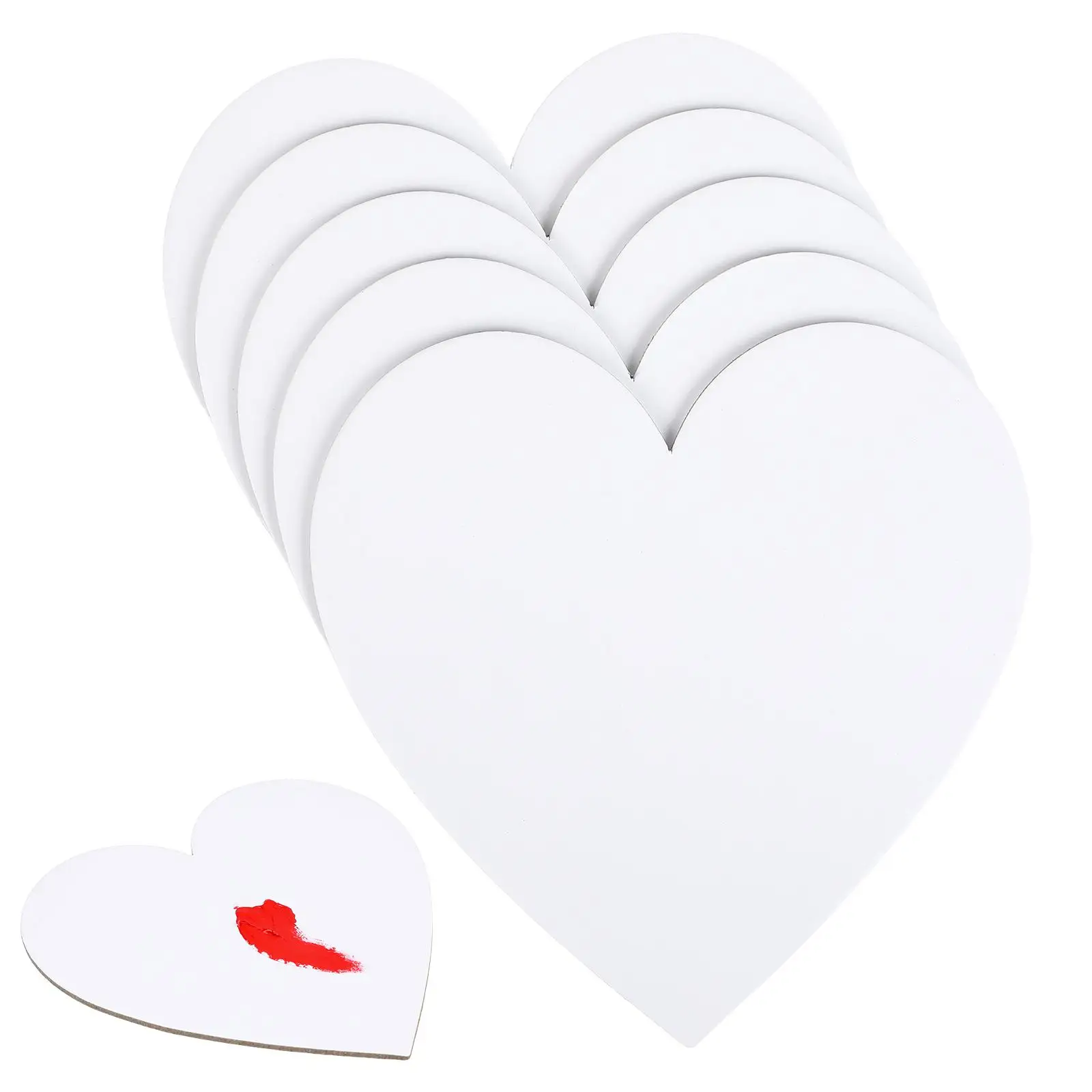 5 Pcs Oil Painting Board Cotton Canvas Artist Panels Small Heart Shape Drawing Boards for Watercolor Supplies