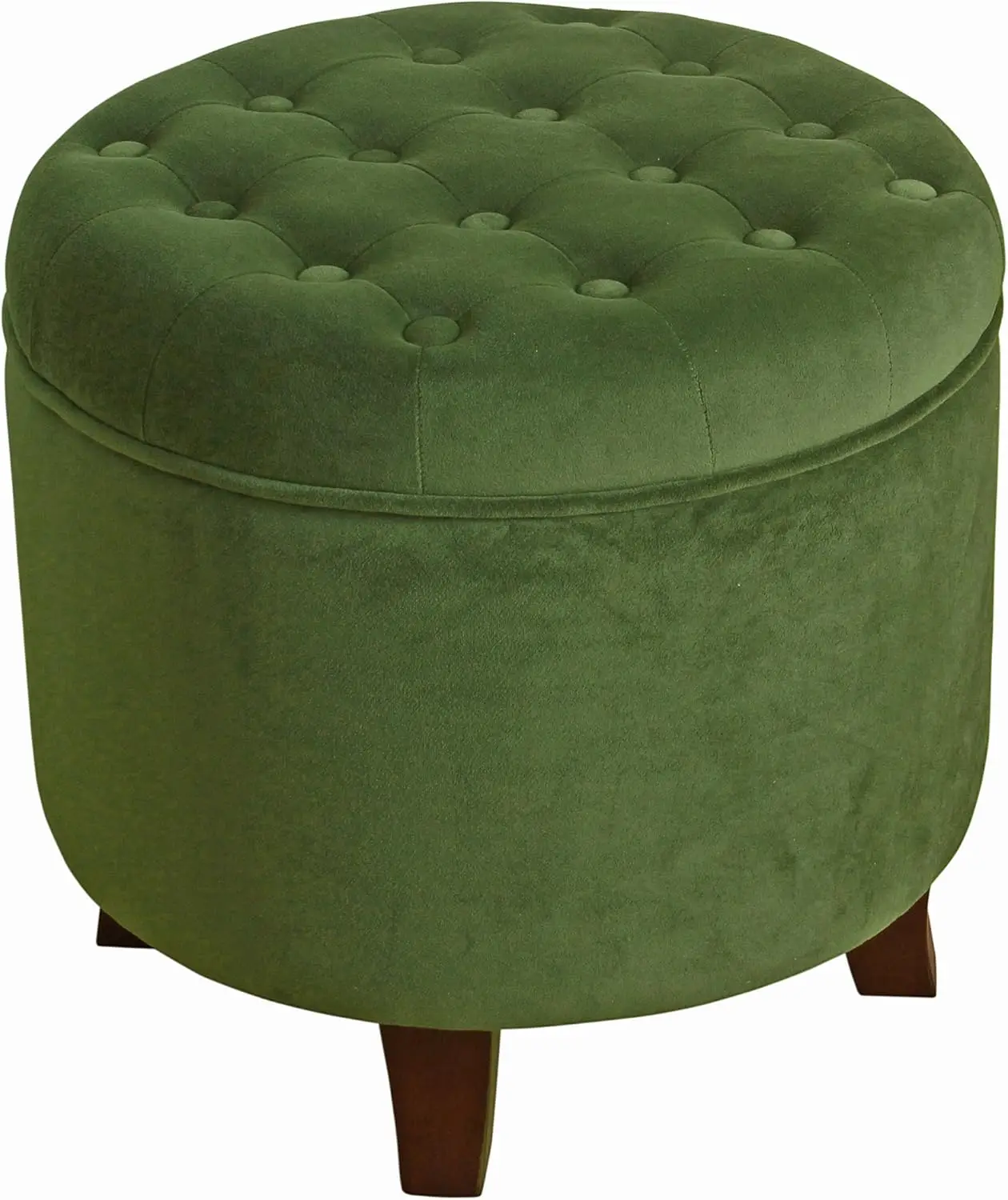 Round Velvet Tufted Foot Rest Ottoman | Ottoman with Storage for Living Room & Bedroom | Decorative Home Furniture, Green