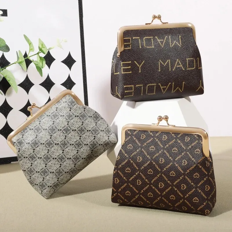 Dompet koin วินเทจสไตล์หัวเข็มขัดกระเป๋าสตางค์ใบสั้นของผู้หญิงกระเป๋าเหรียญ dompet koin เครื่องประดับ POUCH koin กระเป๋าเครื่องประดับ