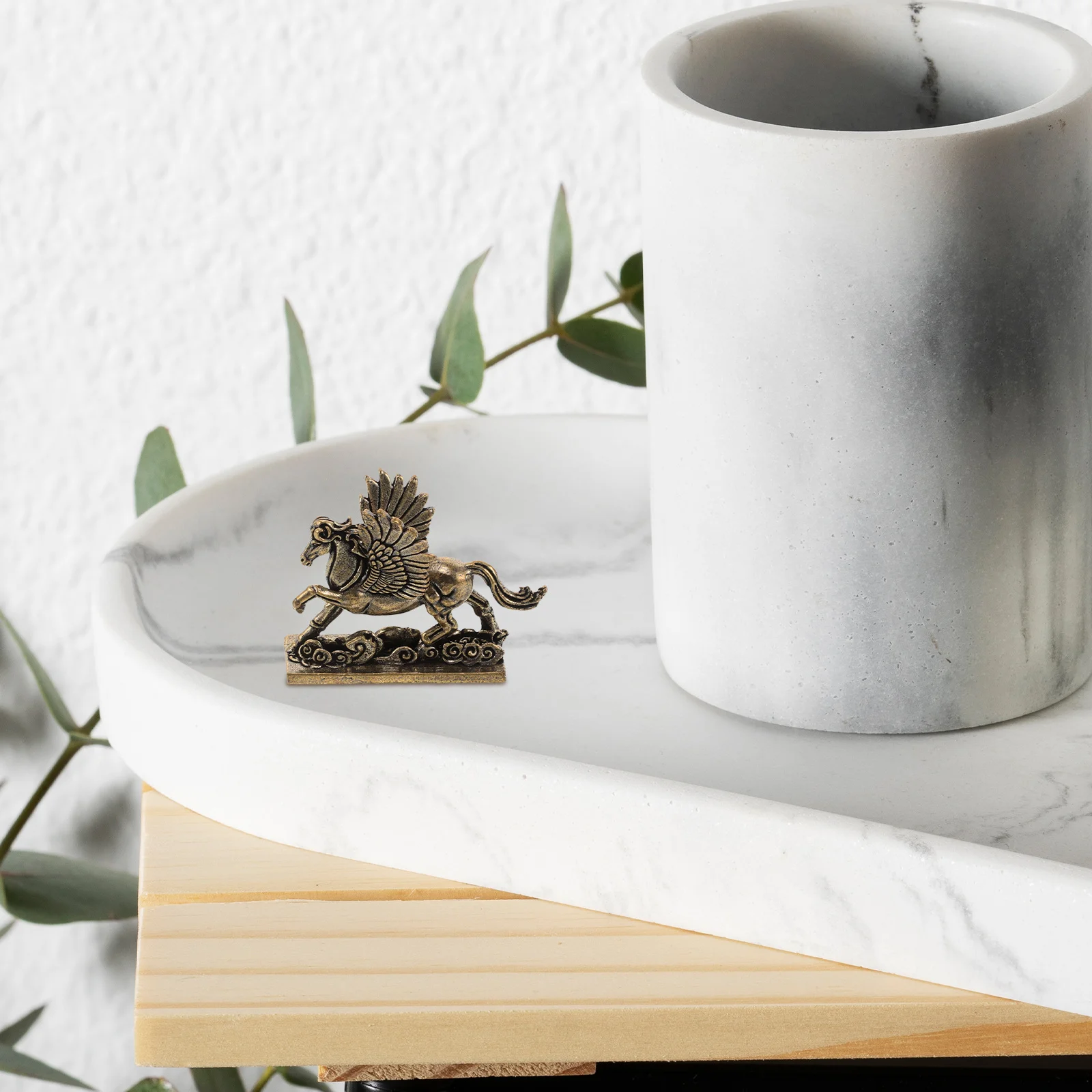 

Brass Horse Wing Statue Chinese Zodiac Year of Horse Mascot Sculpture Spring Festival Blessings New Year Tabletop