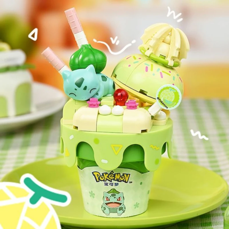 

New Keeppley Pokémon Ice Cream Series Building Block Toy Pikachu Bulbasaur Tabletop Ornament Model Educational Children's Gifts