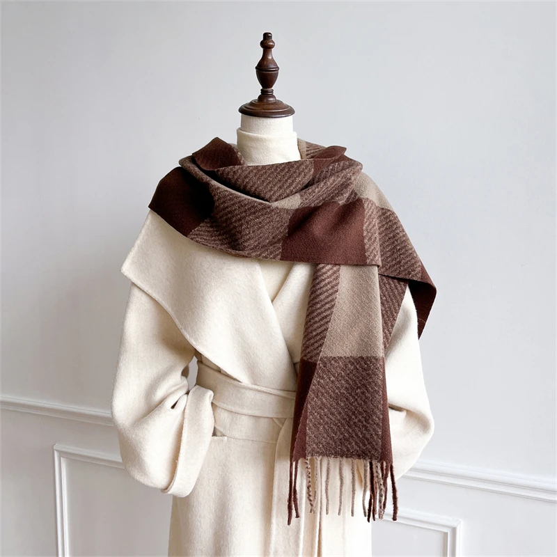 Warm Shawl Women Scarf Luxury Cashmere Winter Blanket Wraps Casual Plaid Print Pashmina Bufanda Travel Poncho Stoles Echarpe