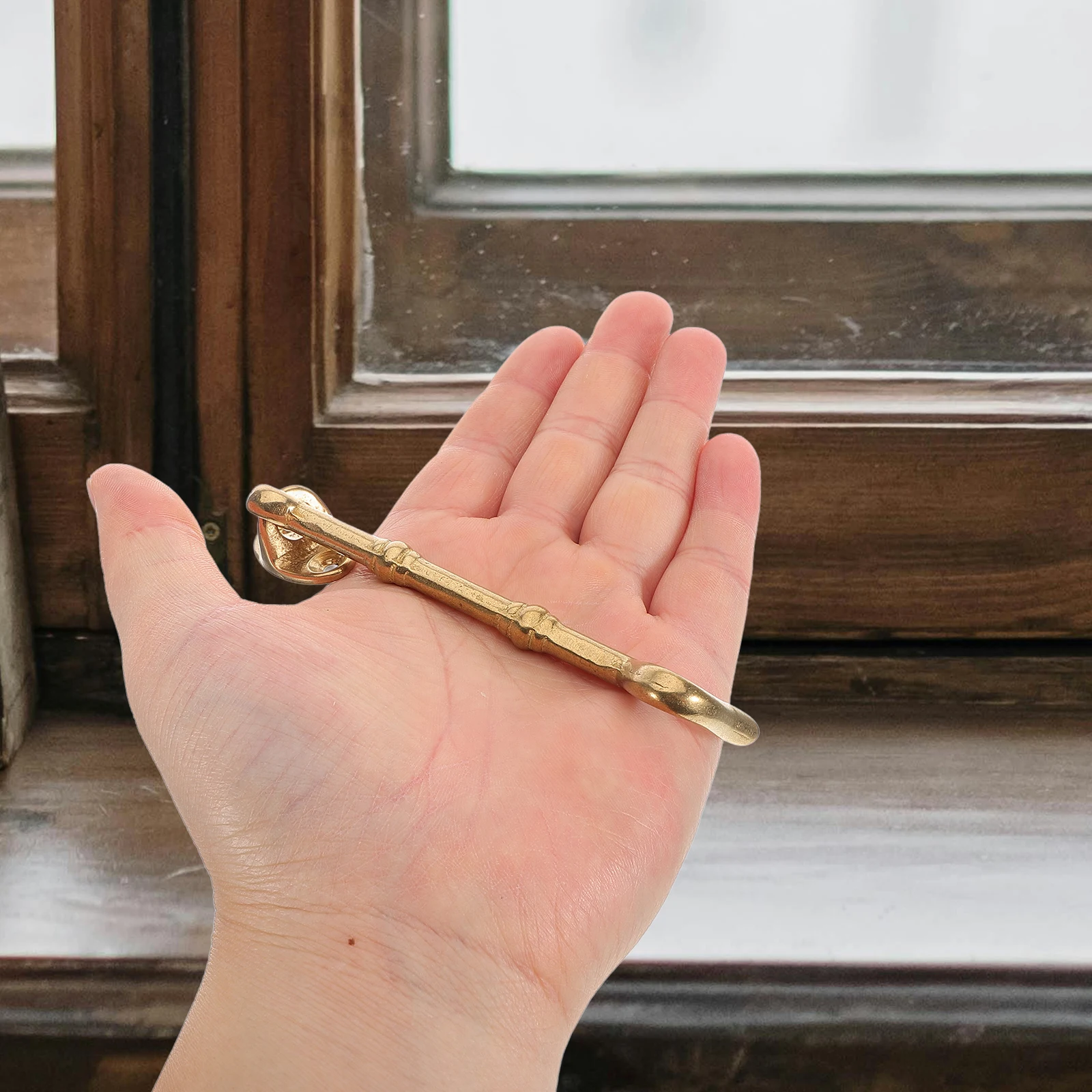 

Rotating Brass Latch Heavy Duty Door Window Locking Set for Household Security Easy Install Sturdy Metal Latch