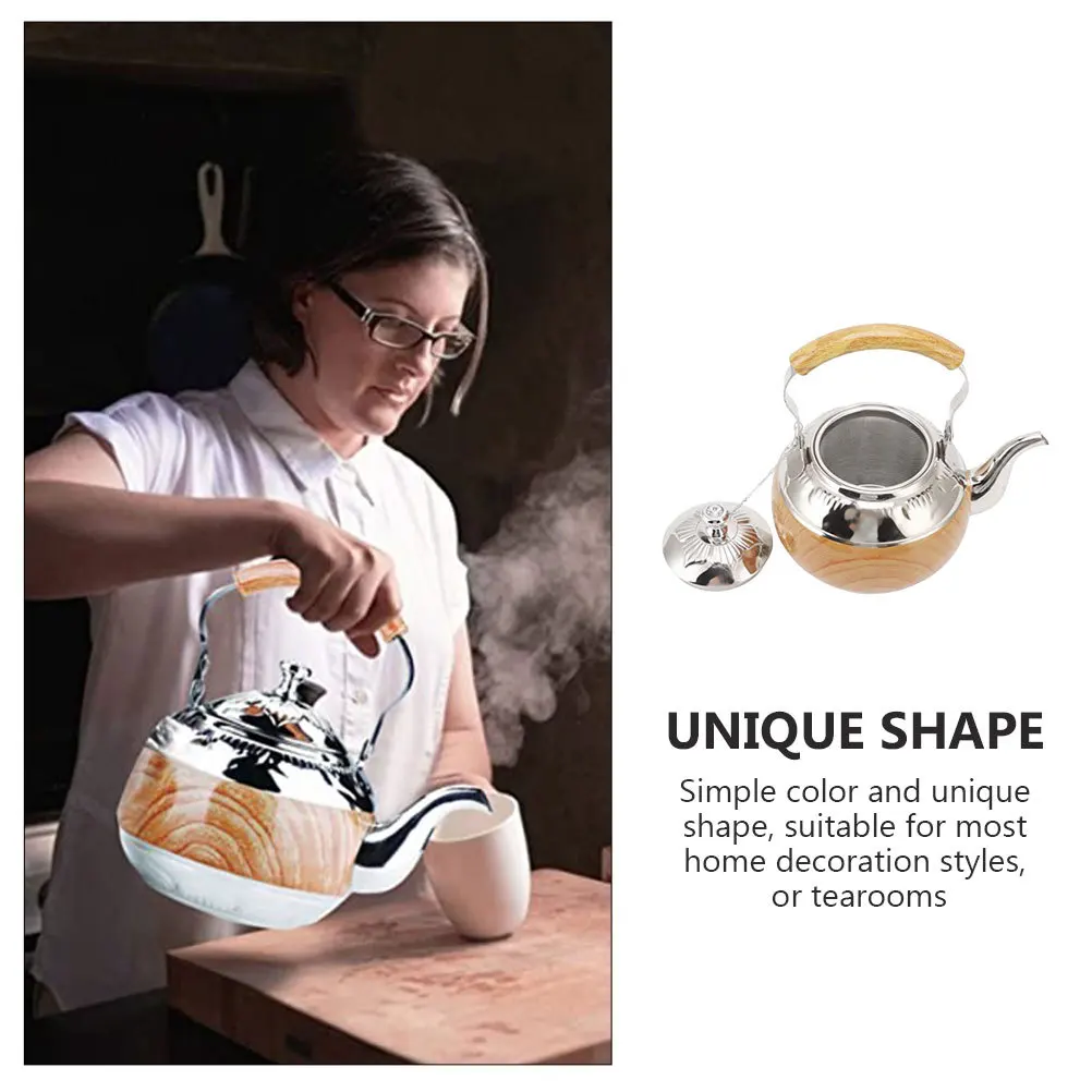 

Large Capacity Tea Pot Stainless Steel Modern Design Ergonomic Handle Leak Proof Spout For Home Kitchen Hotel Restaurant