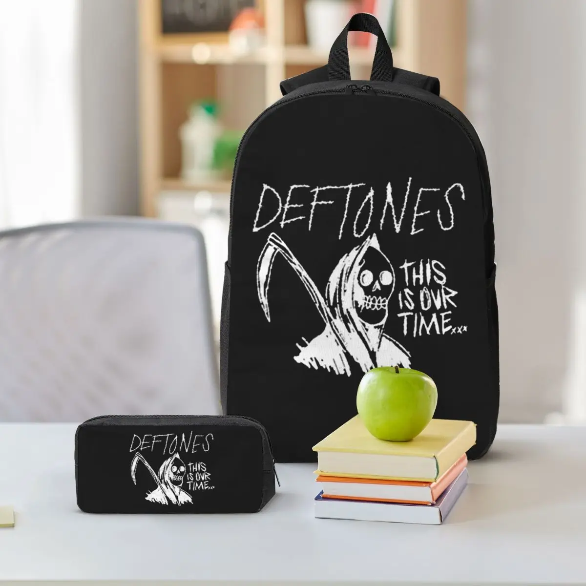 Metal Punk Rock Deftones Backpack  Boys Girls BookBag School Bag Computer Shoulder Bags 3ps Insulated Lunch Bag Pencil Case
