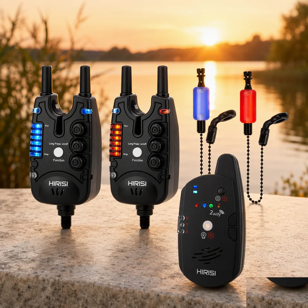 set-di-allarmi-wireless-hirisi-per-pesca-alla-carpa-1-2-allarmi-di-abboccata-con-2-swingers-telecomando-bidirezionale-impermeabile-sistema-indicatore-di-abboccata-notturno