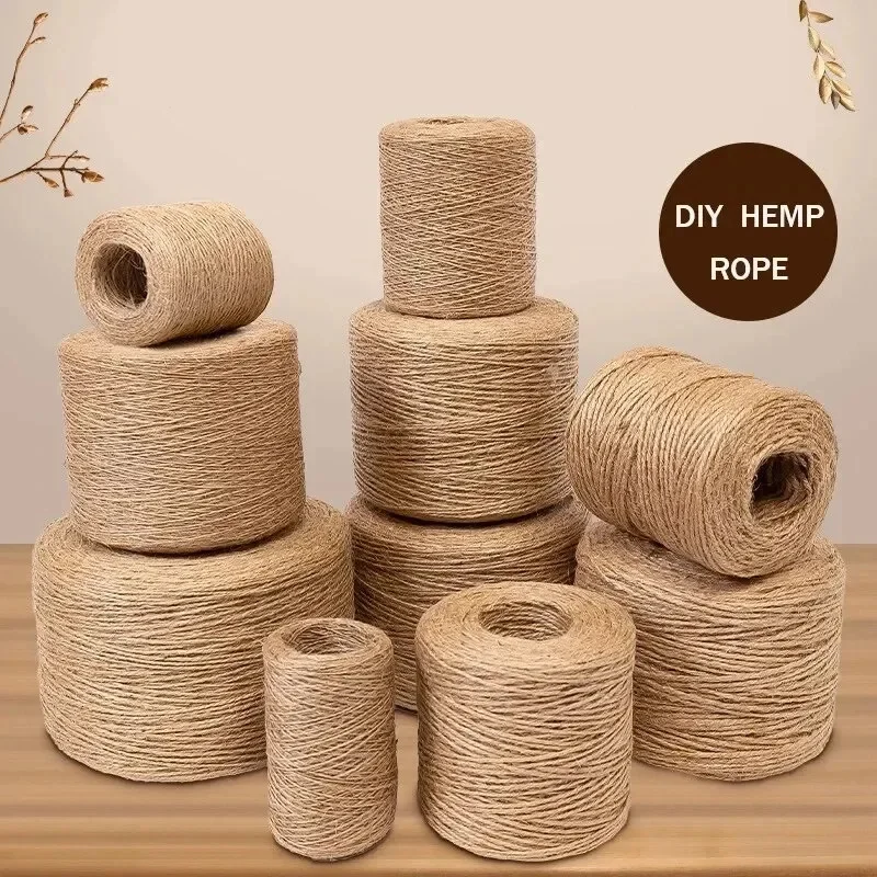 Natural Jute Rope String for DIY Crafts, Vintage Cord, Twine Thread, Sewing, Party, Wedding, Home Decoration, 100m-2mm