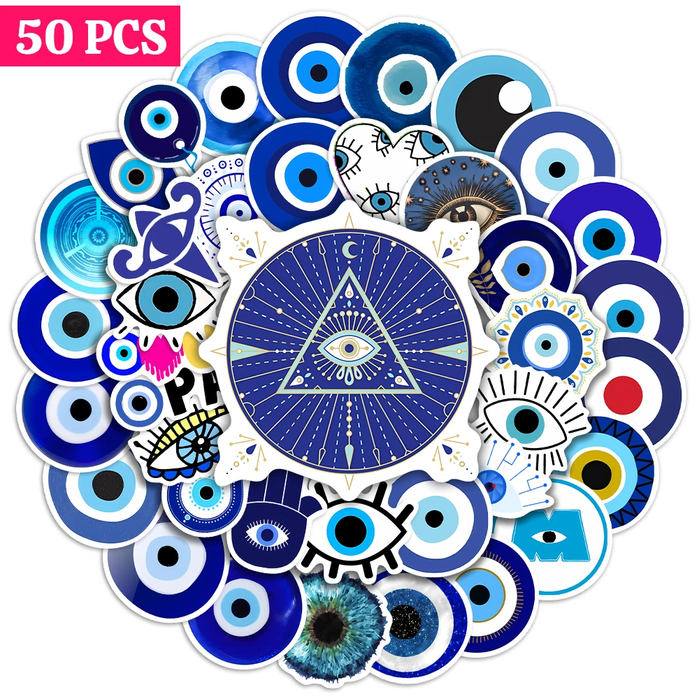 10/25/50Pcs Turkish Evil Eye Graffiti Stickers Waterproof PVC Scrapbooking Material for Notebooks Laptop Luggage Guitar Kids Toy